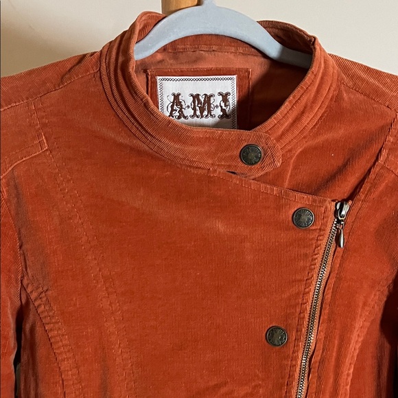 Women's Rust Corduroy Asymmetrical Zip Jacket - Picture 7 of 8